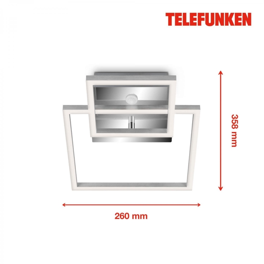 Telefunken 318608TF - LED-Deckenleuchte mit Sensor FRAME LED/17W/230V 3000K matt Chrom