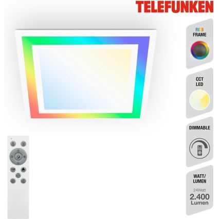 Telefunken 318806TF - Plafonier RGBW à intensité variable LED/24W/230V 3000-6500K + Télécommande