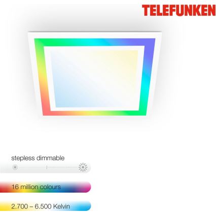 Telefunken 318806TF - Plafonier RGBW à intensité variable LED/24W/230V 3000-6500K + Télécommande