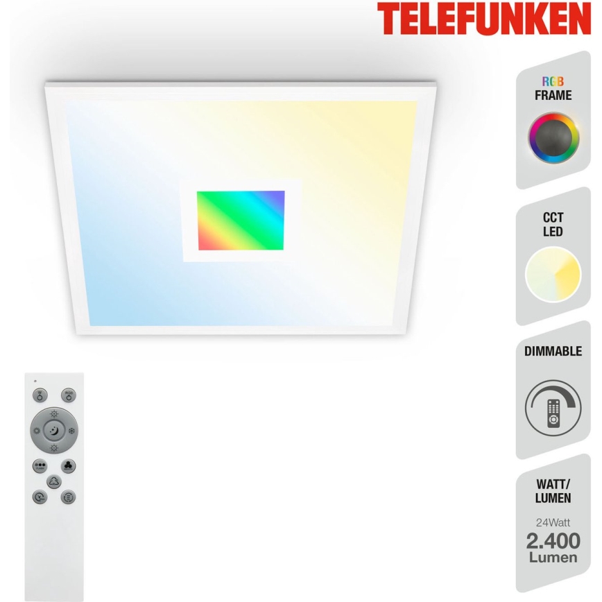 Telefunken 319106TF - Plafoniera dimmerabile RGBW LED/24W/230V 2700-6500K bianco + telecomando
