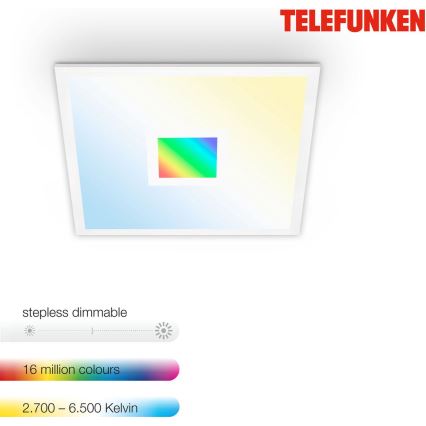 Telefunken 319106TF - Plafonier RGBW à intensité variable LED/24W/230V 2700-6500K blanc + télécommande