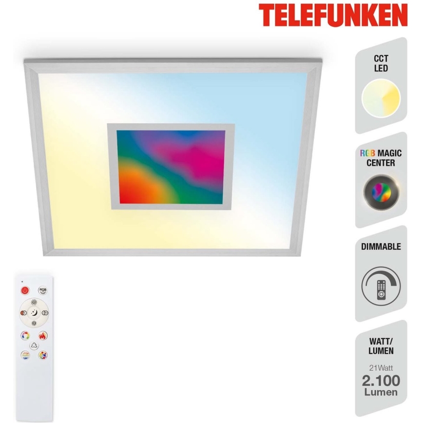 Telefunken 319704TF - Plafonnier à intensité variable LED RGB LED/24W/230V 3000-6500K + télécommande