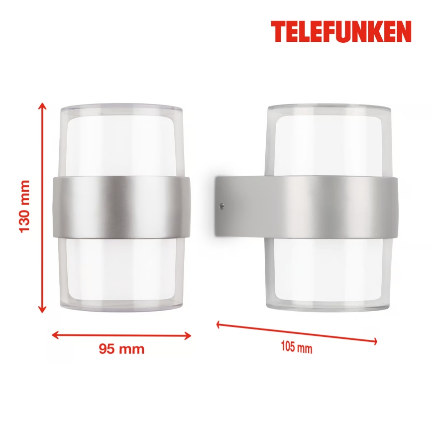 Telefunken 320404TF - Applique da esterno LED 2xLED/8W/230V IP44 cromo opaco