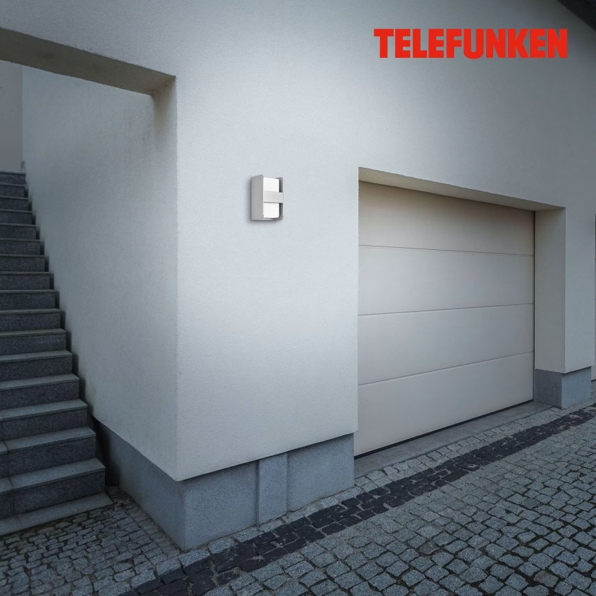 Telefunken 321004TF - Applique da esterno 1xE27/12W/230V IP44 argento
