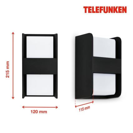 Telefunken 321005TF - Applique da esterno 1xE27/12W/230V IP44 nero