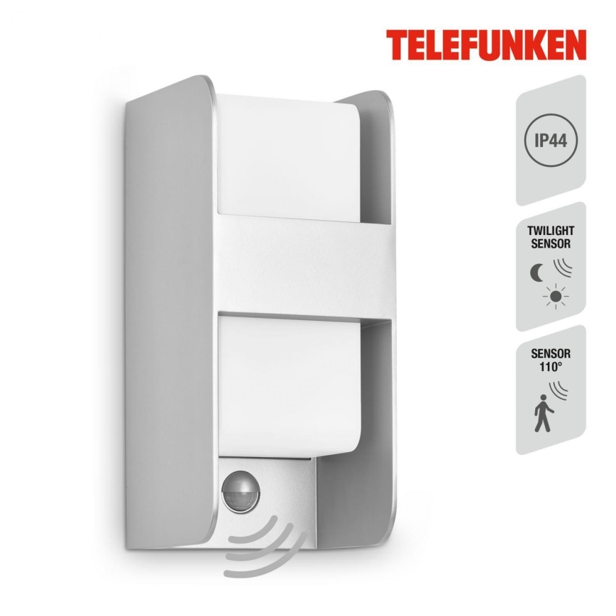 Telefunken 321104TF - Outdoor-Wandleuchte mit Sensor 1xE27/12W/230V IP44 weiß