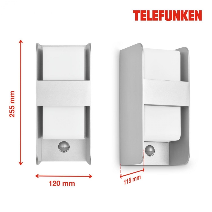 Telefunken 321104TF - Outdoor-Wandleuchte mit Sensor 1xE27/12W/230V IP44 weiß