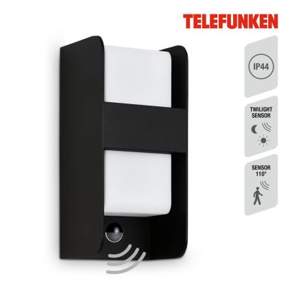 Telefunken 321105TF - Applique murale extérieure avec détecteur 1xE27/12W/230V IP44 noir