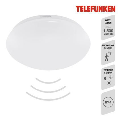 Telefunken 602006TF - LED-Deckenleuchte für Badezimmer mit Sensor LED/15W/230V IP44 4000K