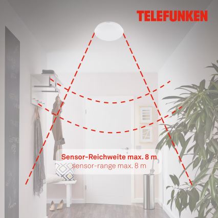 Telefunken 602006TF - Plafoniera LED da bagno con sensore LED/15W/230V IP44 4000K