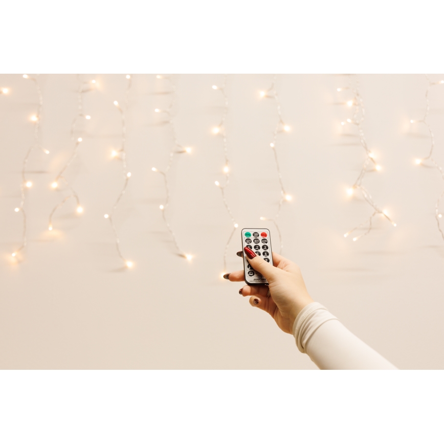 LED Dimmerabile per esterni Tenda natalizia CURTAIN 360xLED/8,4W/230V 2x2 m IP44 bianco caldo + telecomando