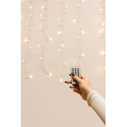 LED Dimmerabile per esterni Tenda natalizia CURTAIN 360xLED/8,4W/230V 2x2 m IP44 bianco caldo + telecomando