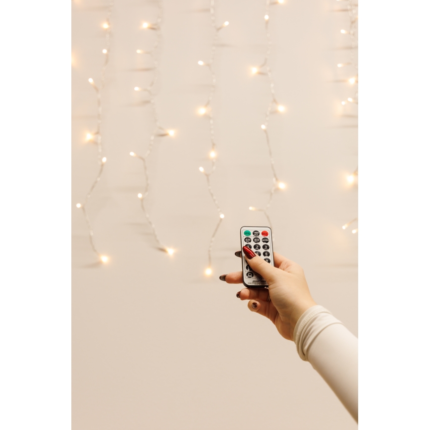 LED Dimmerabile per esterni Tenda natalizia CURTAIN 360xLED/8,4W/230V 2x2 m IP44 bianco caldo + telecomando