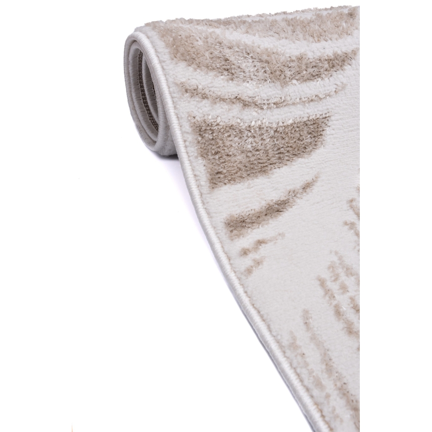 Teppich SALAMANCA 67x120 cm beige/weiß Blättermuster