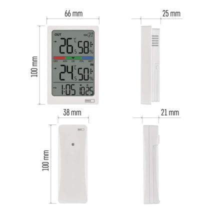 Termometro digitale con igrometro, alimentato da 2 batterie AAA, bianco