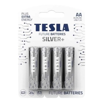 Tesla Batteries - 4 pz Batteria alcalina AA SILVER+ 1,5V 2900 mAh