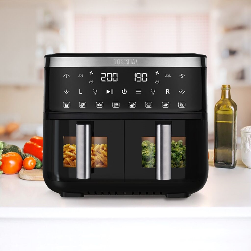 TESLA Electronics AirCook- Air-fryer double numérique et multifonctions 7,6 l 2850W/230V