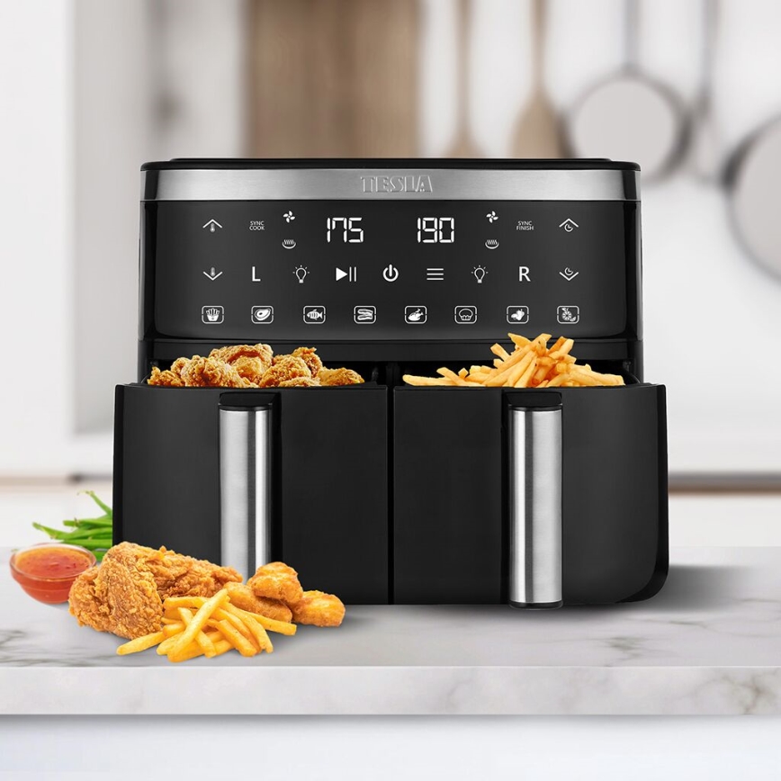 TESLA Electronics AirCook- Air-fryer double numérique et multifonctions 7,6 l 2850W/230V