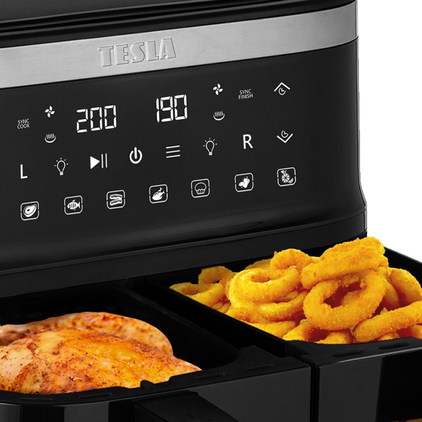 TESLA Electronics AirCook- Air-fryer double numérique et multifonctions 7,6 l 2850W/230V