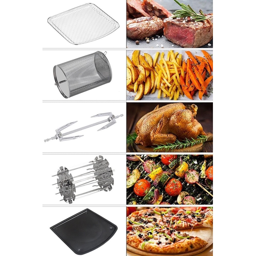 TESLA Electronics AirCook & Grill - Smart multifunzione digitale hot air fryer 12 l 1800W/230V Wi-Fi