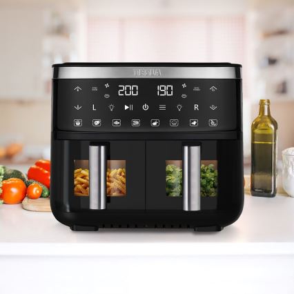 TESLA Electronics AirCook - Friggitrice ad aria calda digitale doppia multifunzione 7,6 l 2850W/230V