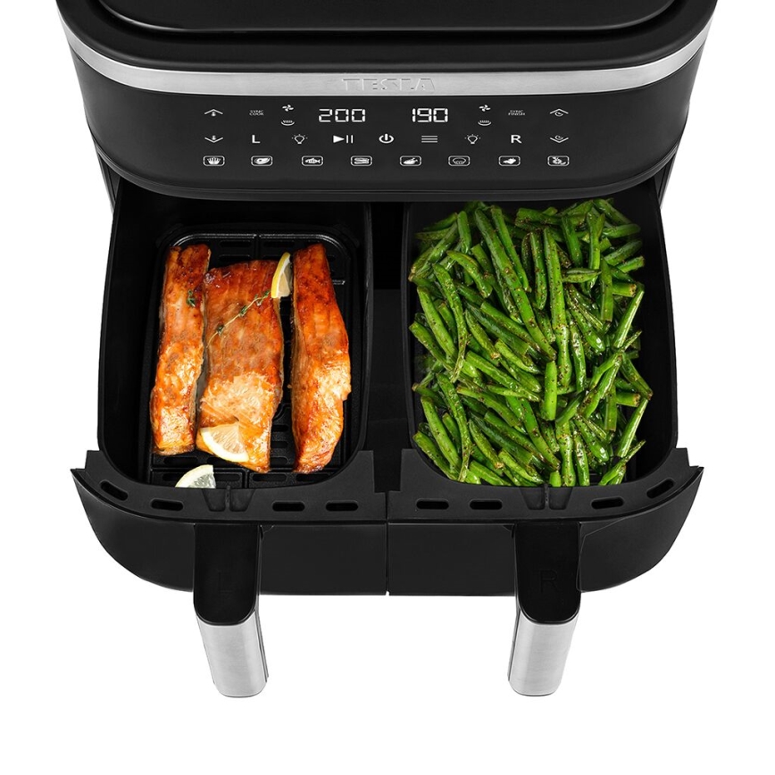 TESLA Electronics AirCook - Friggitrice ad aria calda digitale doppia multifunzione 7,6 l 2850W/230V
