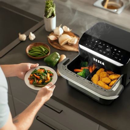TESLA Electronics AirCook - Friggitrice ad aria digitale multifunzione duale 10 l 2400W/230V