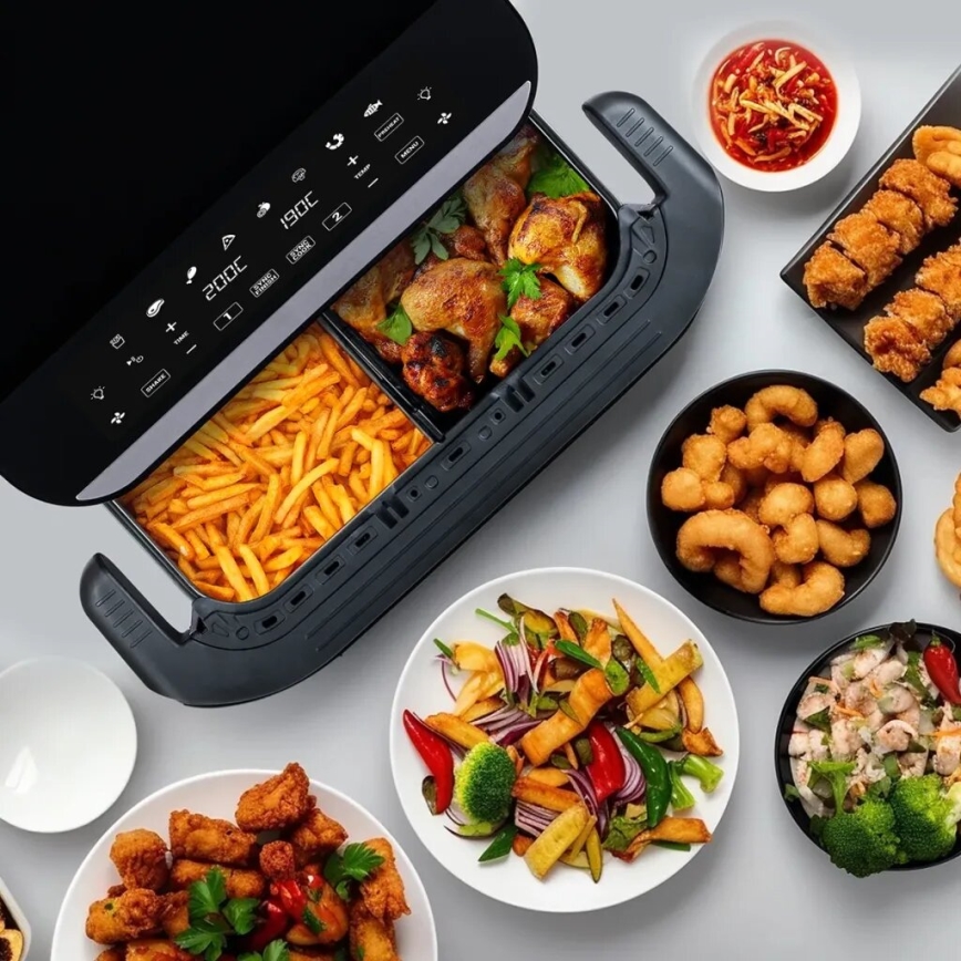 TESLA Electronics AirCook - Friggitrice ad aria digitale multifunzione duale 10 l 2400W/230V