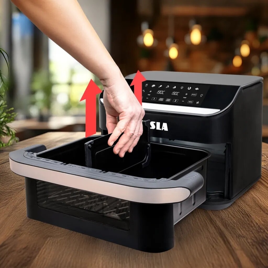 TESLA Electronics AirCook - Friggitrice ad aria digitale multifunzione duale 10 l 2400W/230V