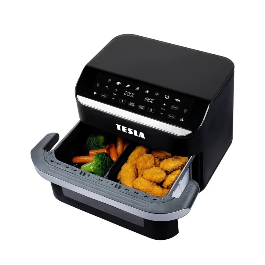 TESLA Electronics AirCook - Friggitrice ad aria digitale multifunzione duale 10 l 2400W/230V