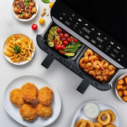TESLA Electronics AirCook - Friggitrice ad aria digitale multifunzione duale 9 l 2400W/230V