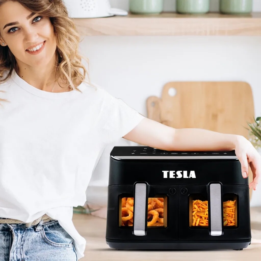 TESLA Electronics AirCook - Friggitrice ad aria digitale multifunzione duale 9 l 2400W/230V