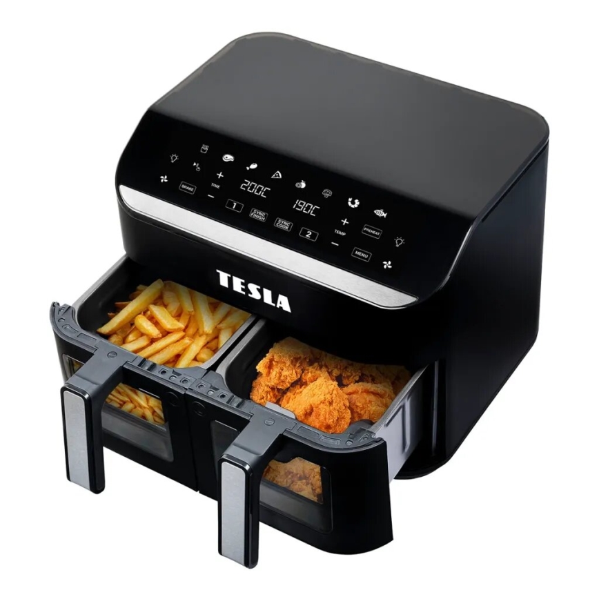 TESLA Electronics AirCook - Friggitrice ad aria digitale multifunzione duale 9 l 2400W/230V