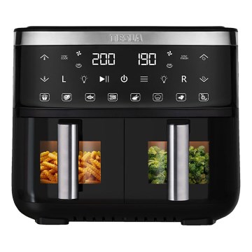 TESLA Electronics AirCook - Multifunktionale digitale Dual-Heißluftfritteuse 7,6 l 2850W/230V