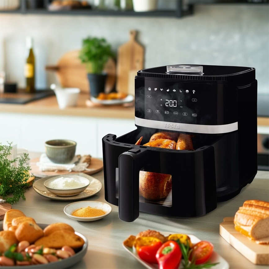 TESLA Electronics AirCook - Multifunktionale digitale Heißluftfritteuse 5 l 1500W/230V