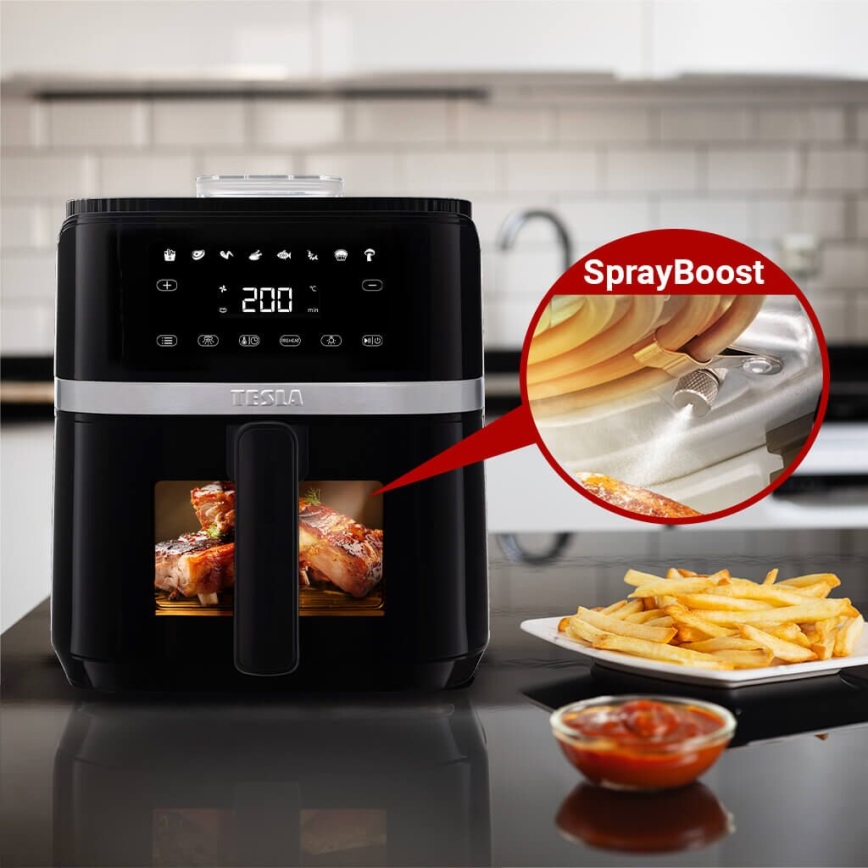 TESLA Electronics AirCook - Multifunktionale digitale Heißluftfritteuse 5 l 1500W/230V