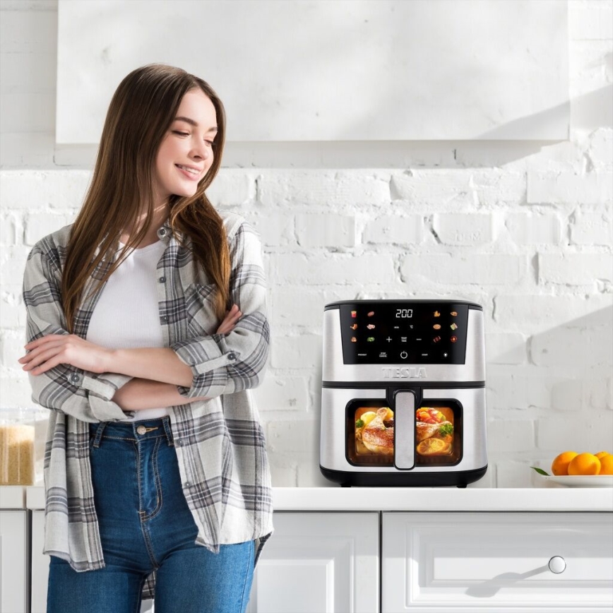 TESLA Electronics AirCook - Multifunktionale digitale Heißluftfritteuse 7 l 1600W/230V