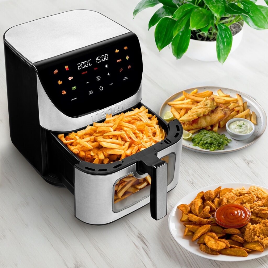 TESLA Electronics AirCook - Multifunktionale, digitale Smart-Heißluftfritteuse 9 l 1700W/230V Wi-Fi