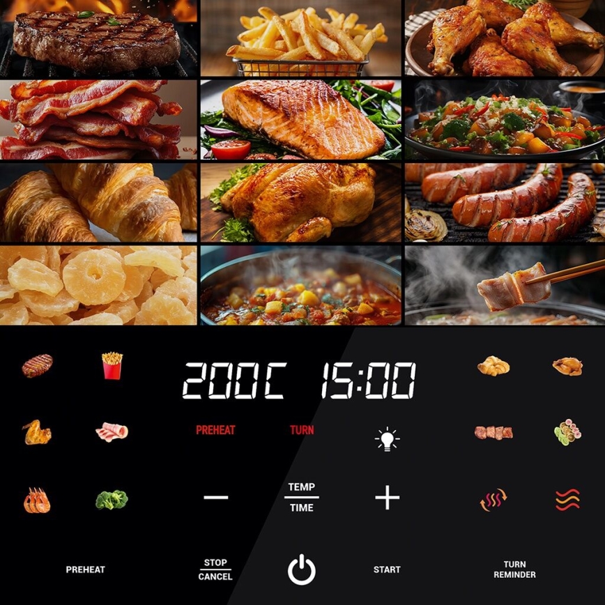 TESLA Electronics AirCook - Multifunktionale, digitale Smart-Heißluftfritteuse 9 l 1700W/230V Wi-Fi