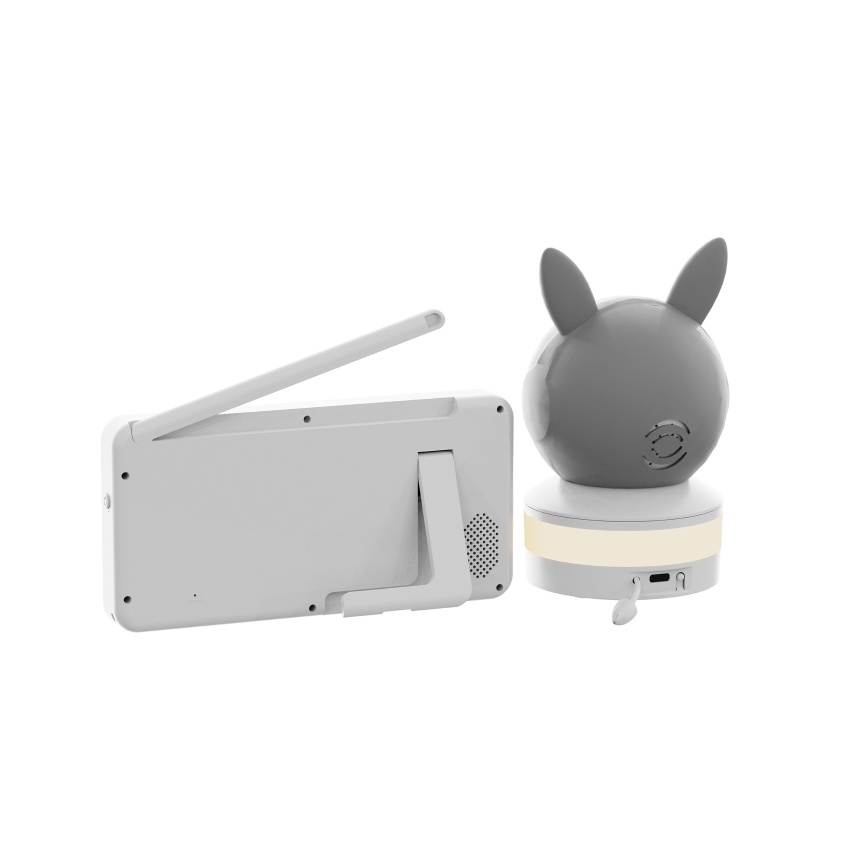TESLA Electronics Bambino - Intelligentes Babyphone mit Monitor, 4 MP, 2560p, 5V, 5000 mAh, Wi-Fi, Tuya, grau/weiß