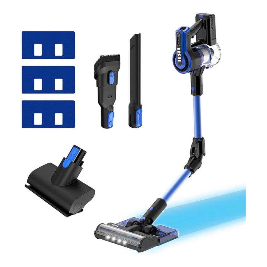 TESLA Electronics PureStar - Aspirapolvere a batteria flessibile 3in1 300W/2200 mAh nero/blu