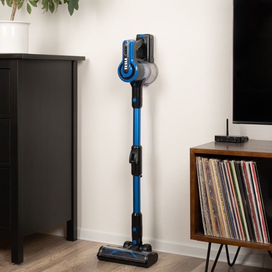 TESLA Electronics PureStar - Aspirateur-balai flexible sans fil 3en1 300W/2200 mAh noir/bleu