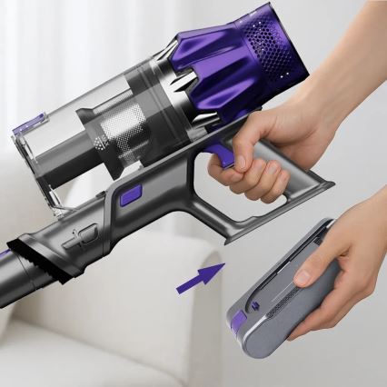 TESLA Electronics PureStar - Flexibler kabelloser Stielstaubsauger 2in1 250W/2200 mAh grau/violett