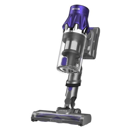 TESLA Electronics PureStar - Flexibler kabelloser Stielstaubsauger 2in1 250W/2200 mAh grau/violett