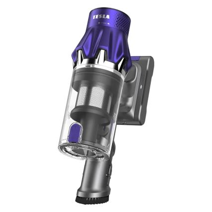 TESLA Electronics PureStar - Flexibler kabelloser Stielstaubsauger 2in1 250W/2200 mAh grau/violett