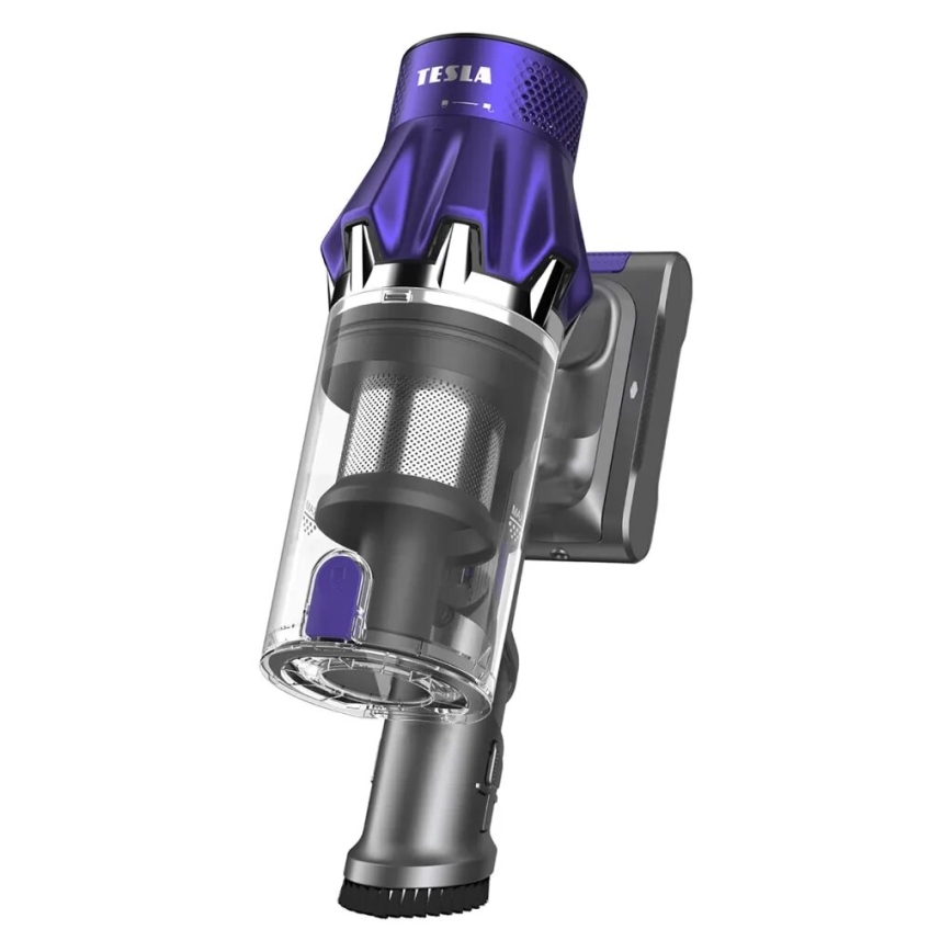 TESLA Electronics PureStar - Flexibler kabelloser Stielstaubsauger 2in1 250W/2200 mAh grau/violett