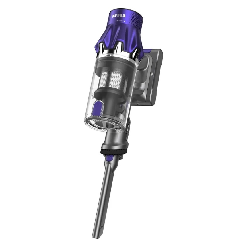 TESLA Electronics PureStar - Flexibler kabelloser Stielstaubsauger 2in1 250W/2200 mAh grau/violett