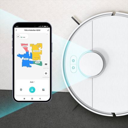 TESLA Electronics RoboStar - Aspirateur robot connecté 2en1 2550 mAh Wi-Fi blanc