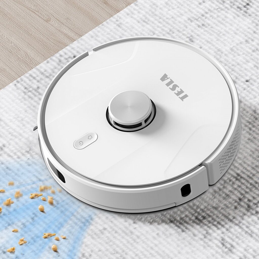 TESLA Electronics RoboStar - Aspirateur robot connecté 2en1 2600 mAh Wi-Fi blanc