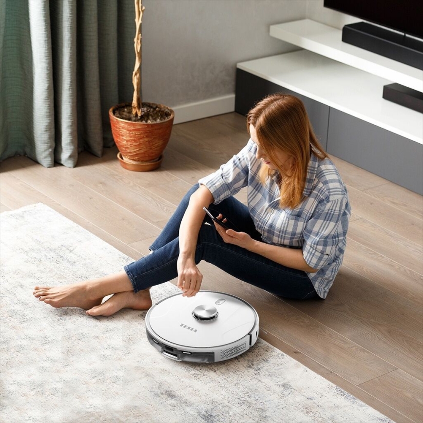 TESLA Electronics RoboStar - Aspirateur robot connecté 2en1 2600 mAh Wi-Fi blanc